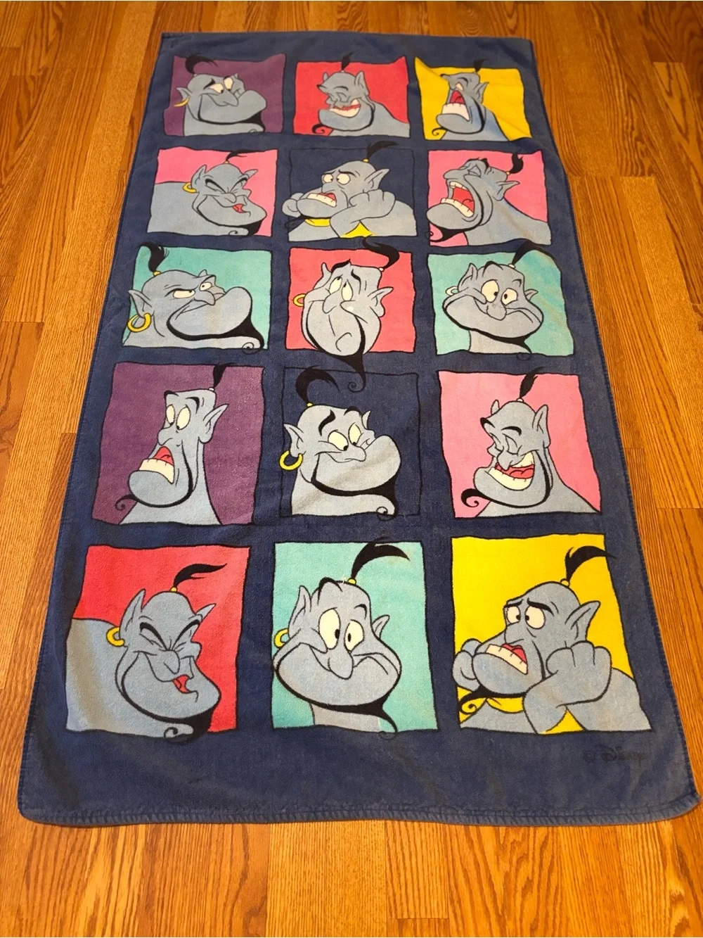 Vintage Disney Aladdin Faces of the Genie Beach Towel